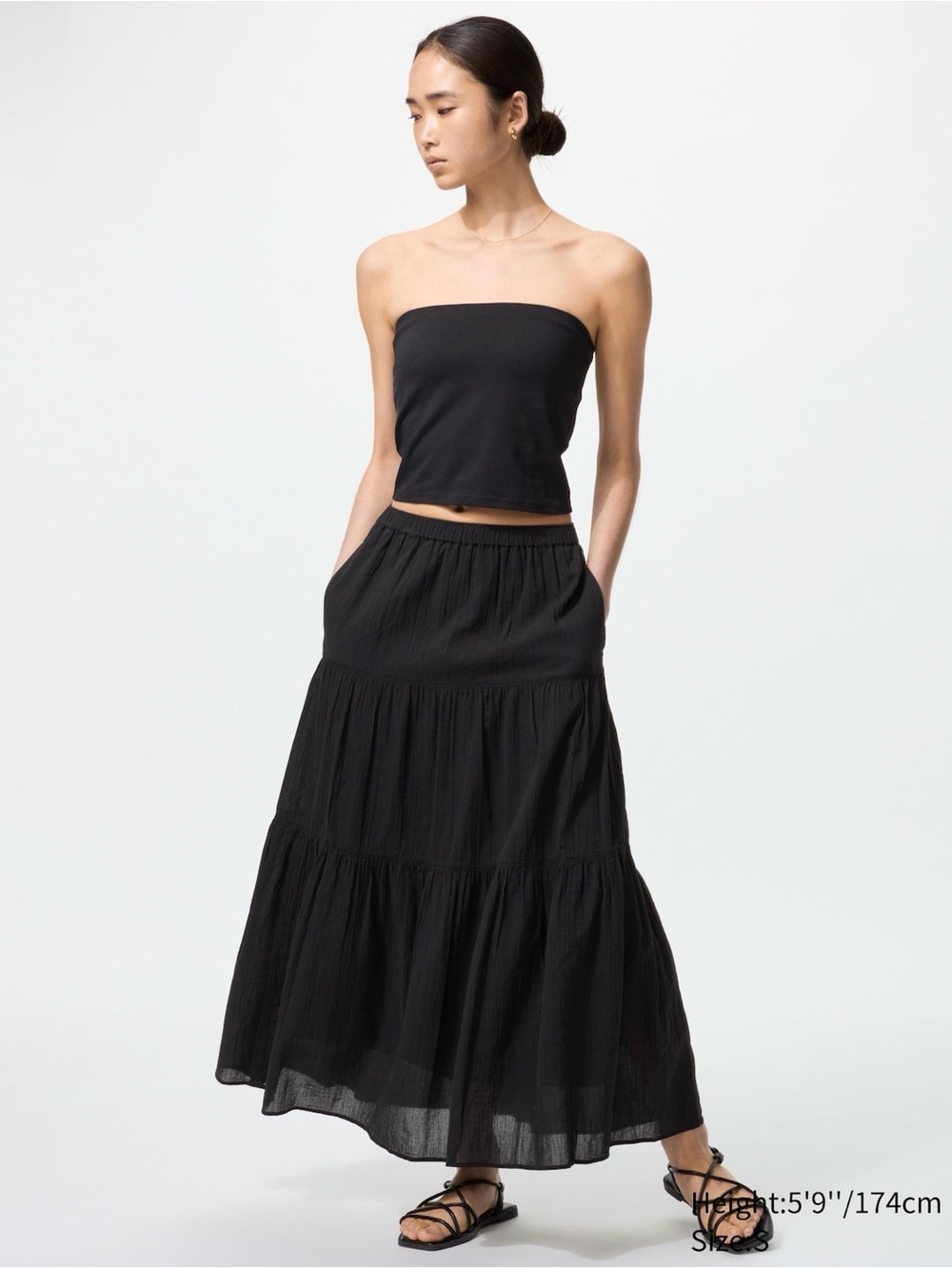 Uniqlo Black Tiered Maxi Skirt